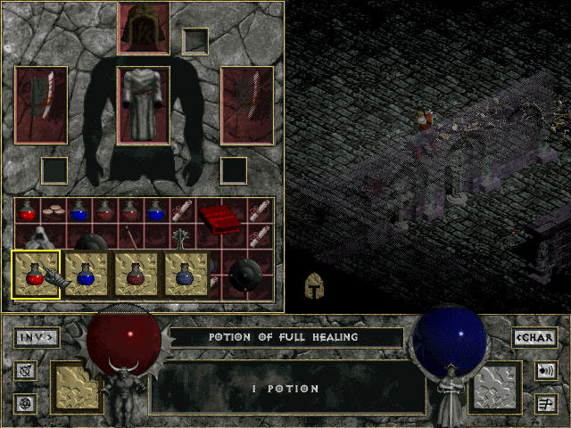 Screenshot d'une ancienne version de l'interface de Diablo.